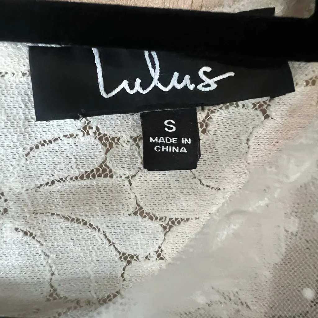 Lulu's Cream Lace Puff Sleeve Bodysuit White - Image 6