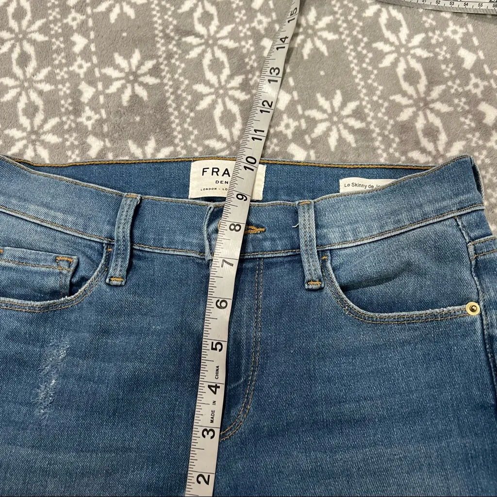 Frame‎ Le Skinny De Jeanne Crop Jeans Distressed In Stanwell Wash Size 25 - Image 9