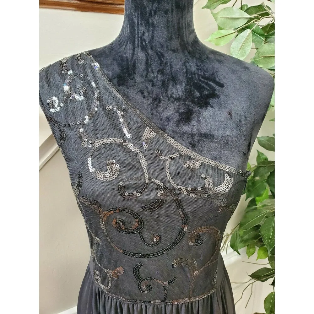 Jessica Howard Womens Black Polyester One Shoulder Off Knee Length Dress Size 16 - Image 5