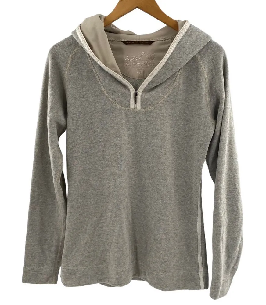 Kuhl Kashmira ¼ Zip Pullover Hoodie Size S Oatmeal Gray Fleece Lined - Image 1