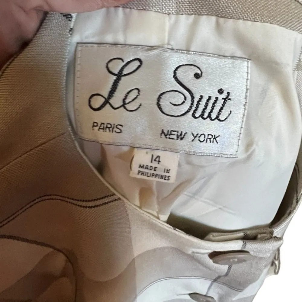 Vintage Le Suit Skirt Set‎ Tan Size 14 - Image 6