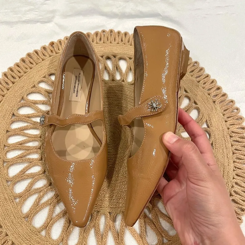 Antonio Melani x Elizabeth Damrich Livi Pointed Toe Patent Leather Flats Size 6 - Image 2