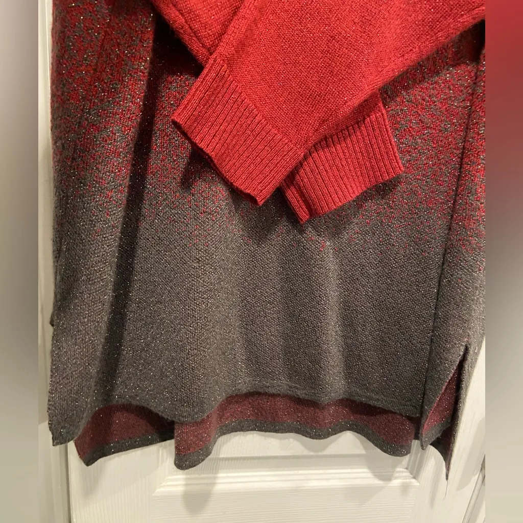 Apt. 9 Size XL Red Black Ombré Sparkle Scoop Neck Long Sleeve Sweater Dress - Image 5