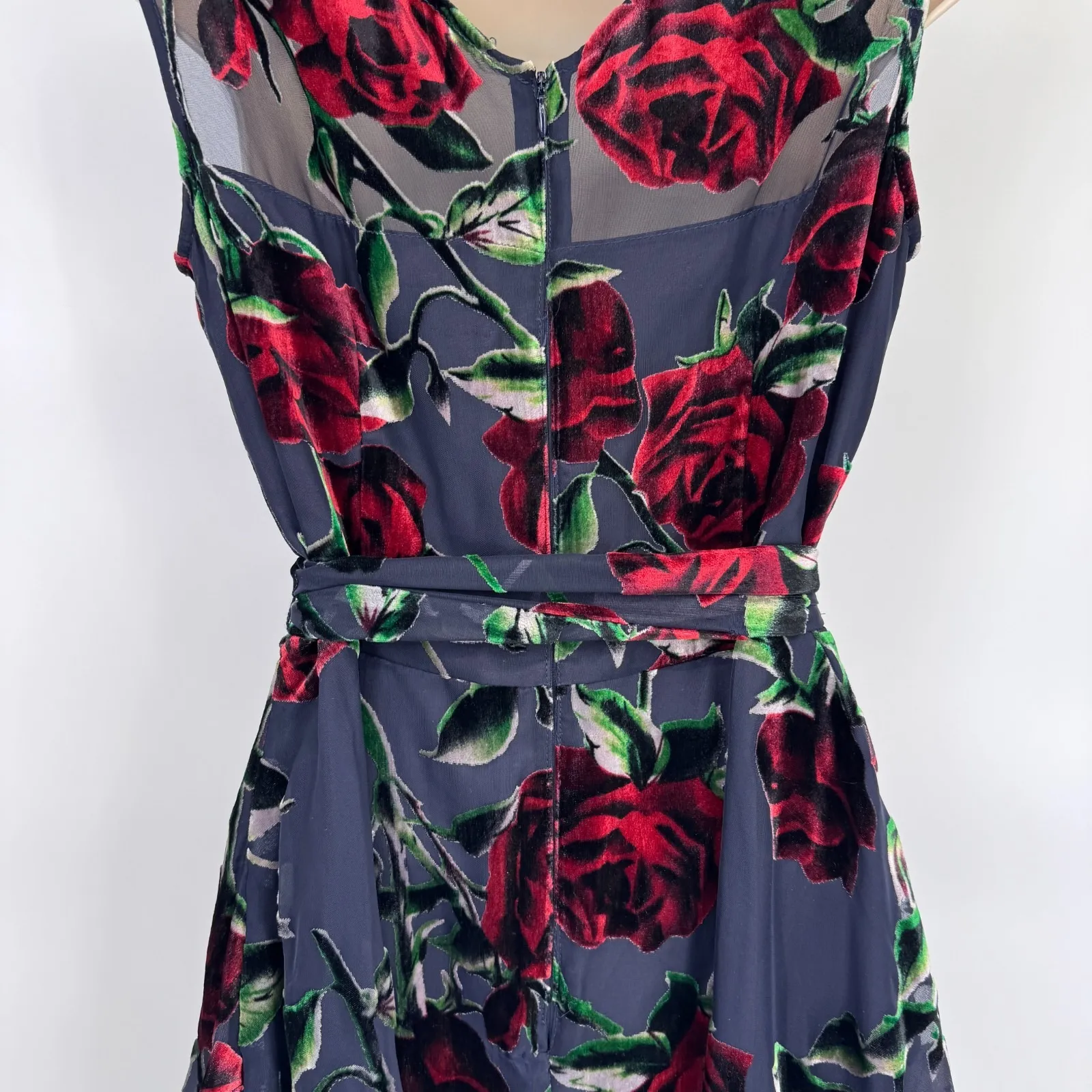 Tahari Whimsigoth Dark Romantic Fairy Dress Womens 6 Black Red Velvet Floral - Image 10