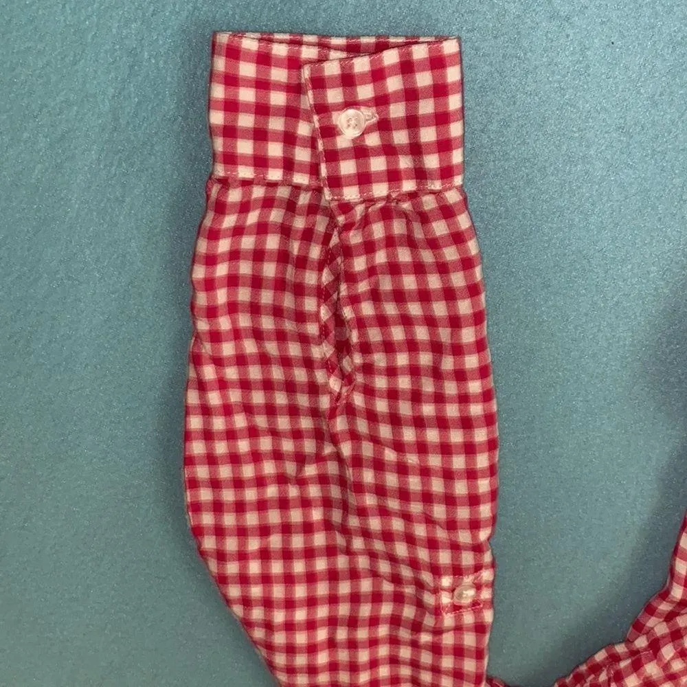 JONES NEW YORK tie front button up long roll up tab sleeve gingham NEW size L - Image 4