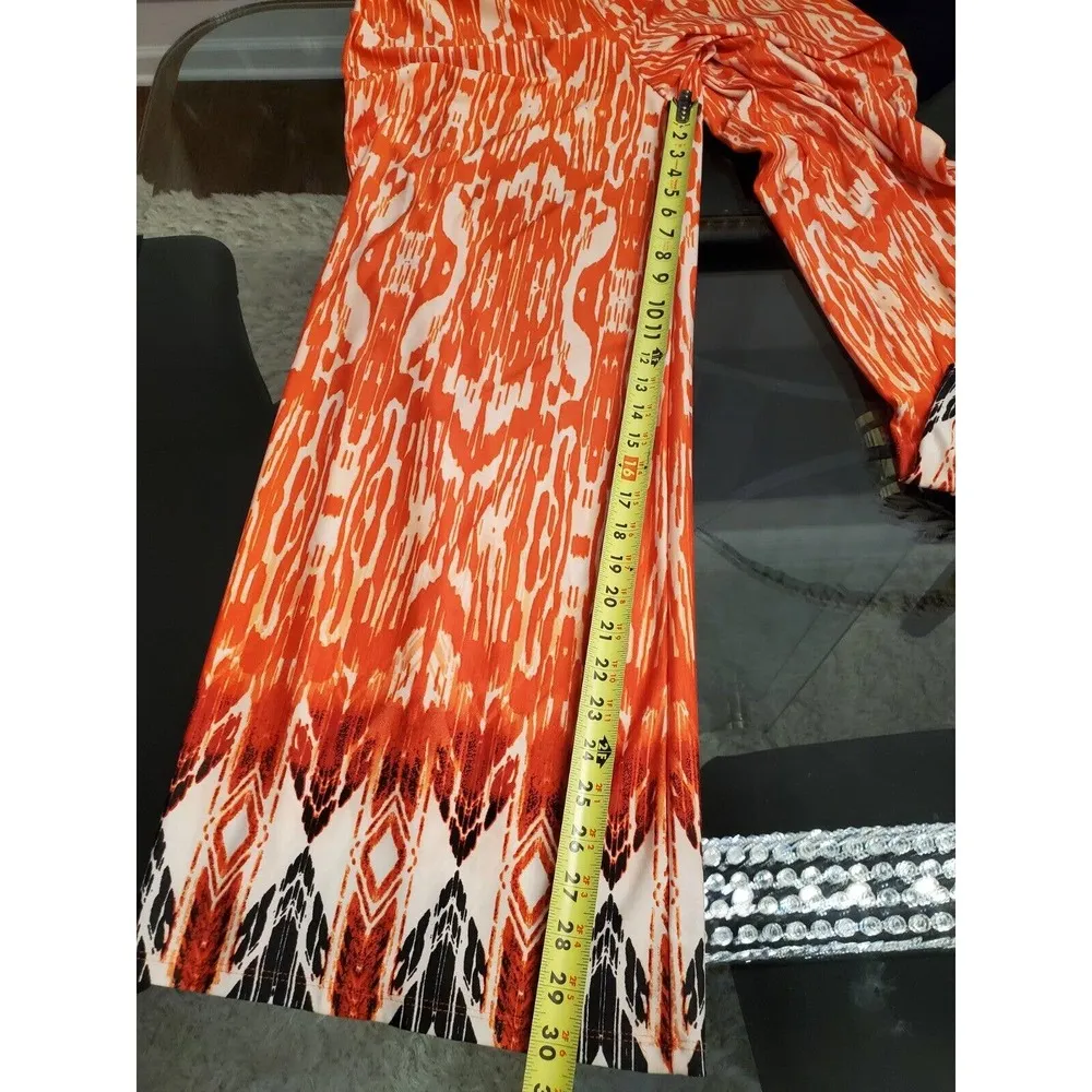 New Directions Orange Polyester Mid Rise Wide Legs Comfort Waist Palazzo Pant M Size M - Image 10