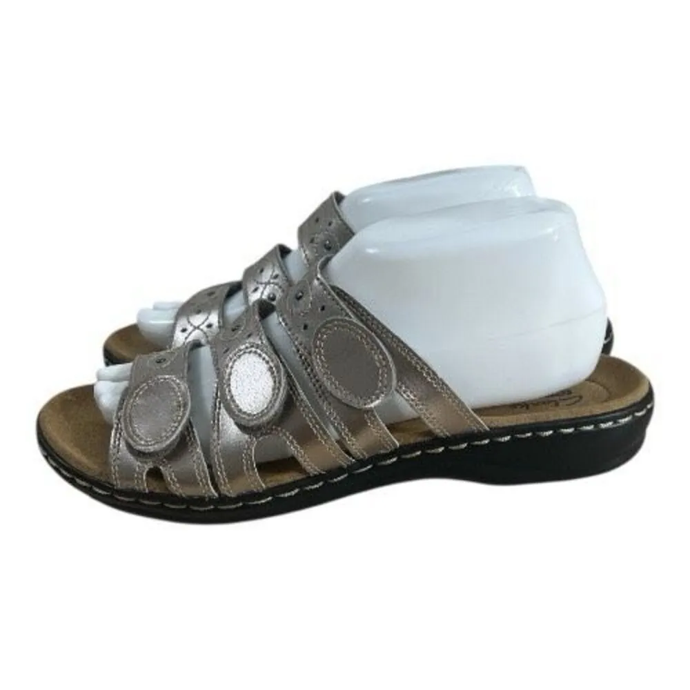 Clarks Women Leisa Cacti Sandal Size 8 W Bronze Slide Adjustable Shoe Strappy - Image 2