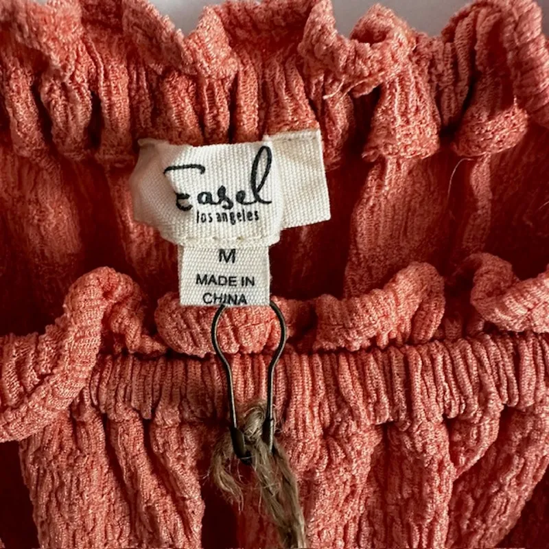Easel NWT Coral Gauze Textured Boho Top Medium - Image 5