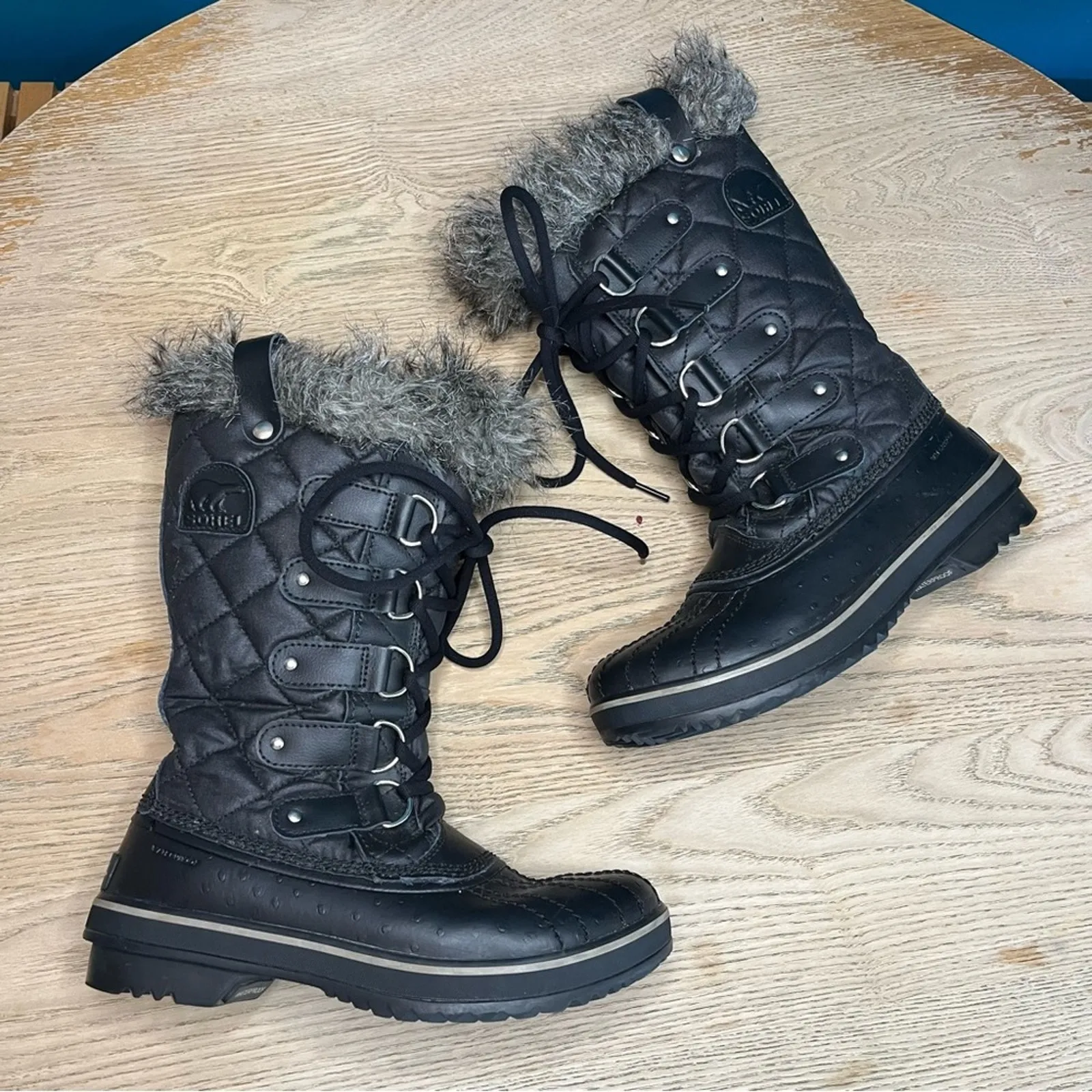 Sorel Tofino II Black Waterproof Quilted Lace Up Snow Boots Womens Size 6.5 - Image 8