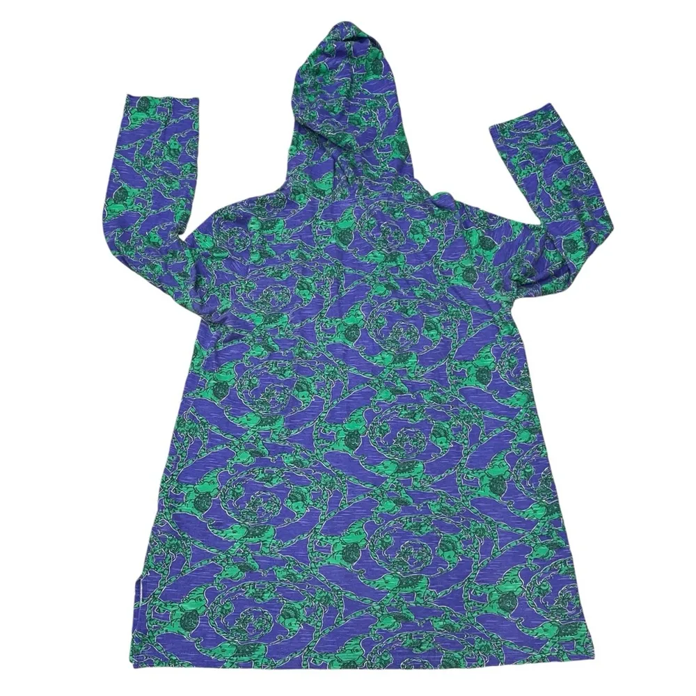 Lilly Pulitzer Noelle Hooded Elephant Print Long Sleeve Tunic Pullover Top Large - Image 5