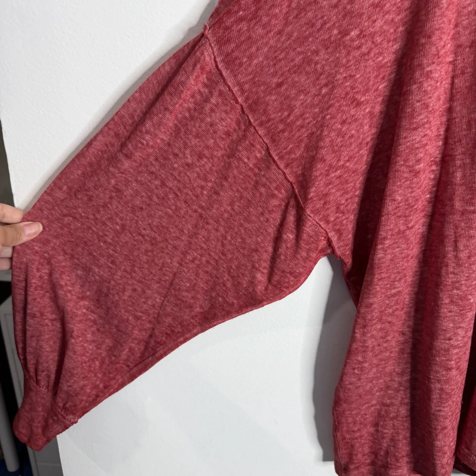 We The Free Chill Out Long Sleeve Tee in Red in Pink Medium Cold Shoulder - Image 8