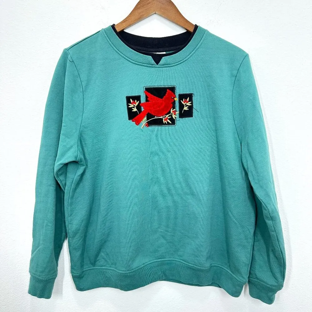 Breckinridge Women’s Top Sweatshirt Christmas Cardinal Grannycore Cottagecore L - Image 1