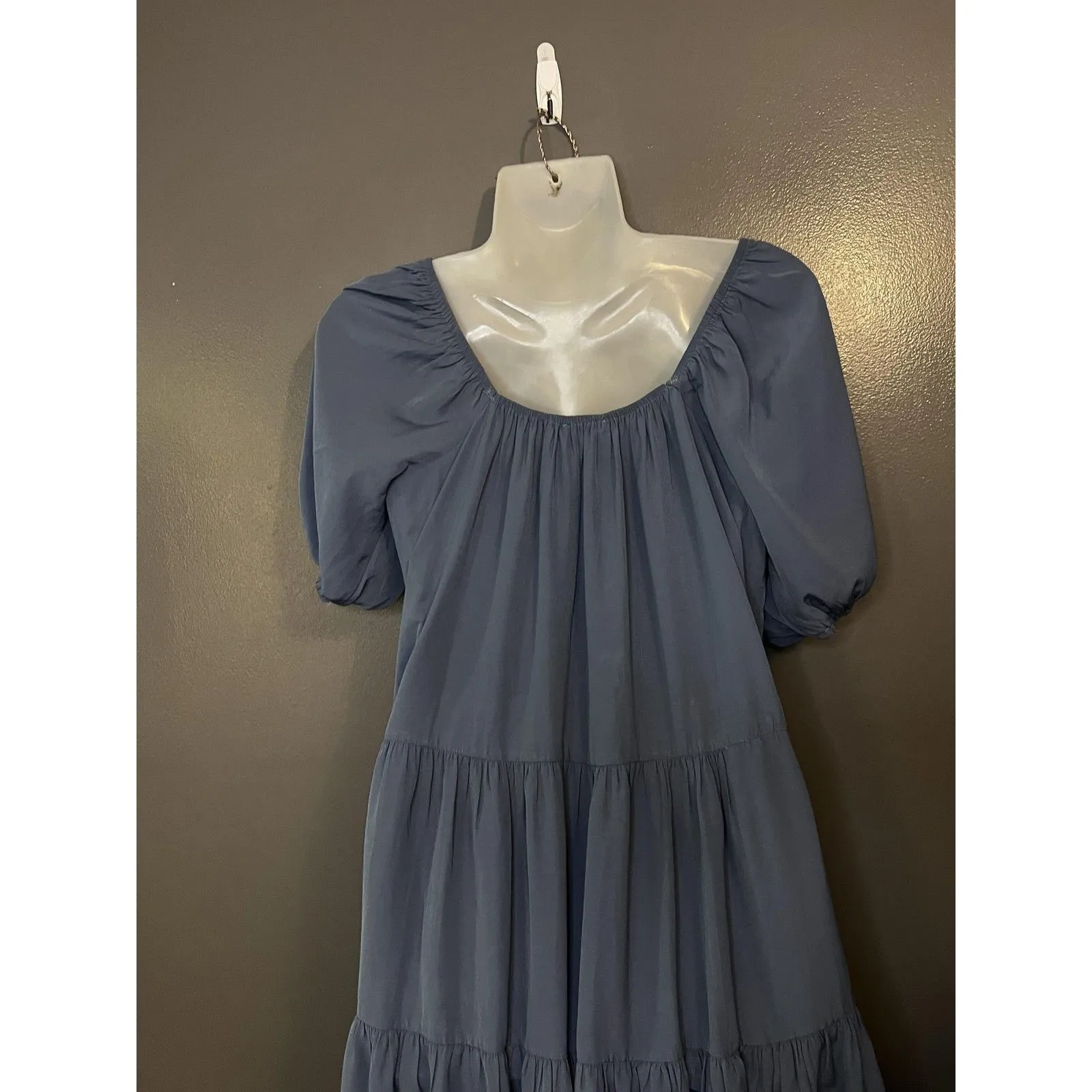 Pinch Dress Womens Small Blue Tiered Babydoll Puff Sleeve Ruffle Hem 3822D - Image 8