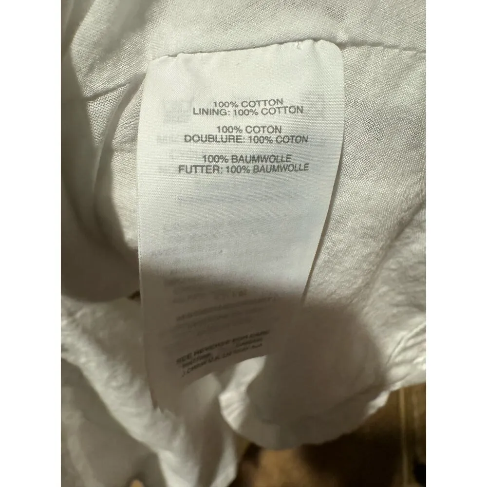 J. Crew Eyelet Lace Sleeveless Tea Length Button Down Dress White Lined size 12 - Image 12