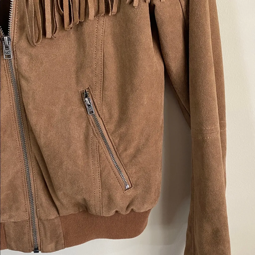 Hollister brown Suede Fringe Jacket size small - Image 3