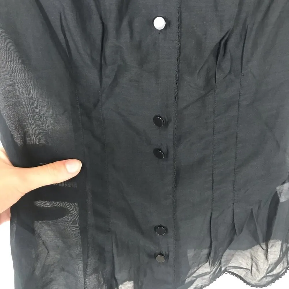 Isaac Mizrahi For Target Y2K Sheer Black Button Down Tank Top Size XS - Image 4