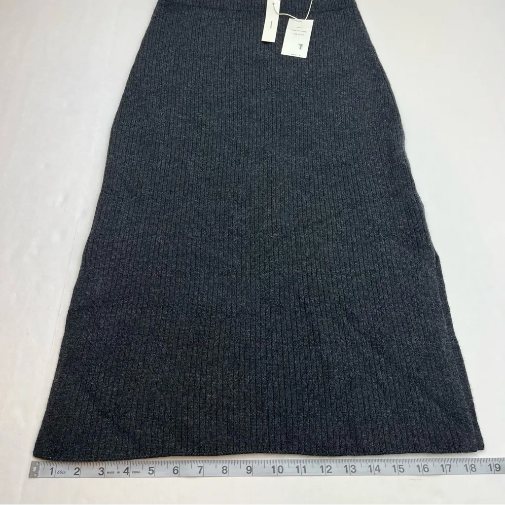 Vince Ribbed‎ Wool Cashmere Blend Charcoal Grey Gray Knit Midi Skirt Size XS NEW - Image 12