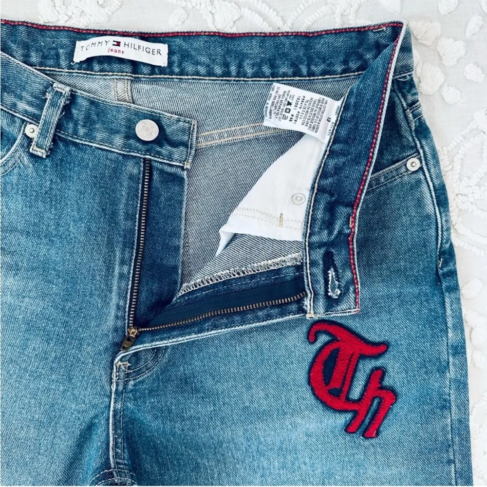 Y2K  Jeans Denim Letterman Patches Embroidered Academia Monogram - Image 7