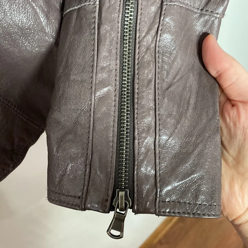 Tinley Road taupe washed real leather Moto jacket size S Gray - Image 10