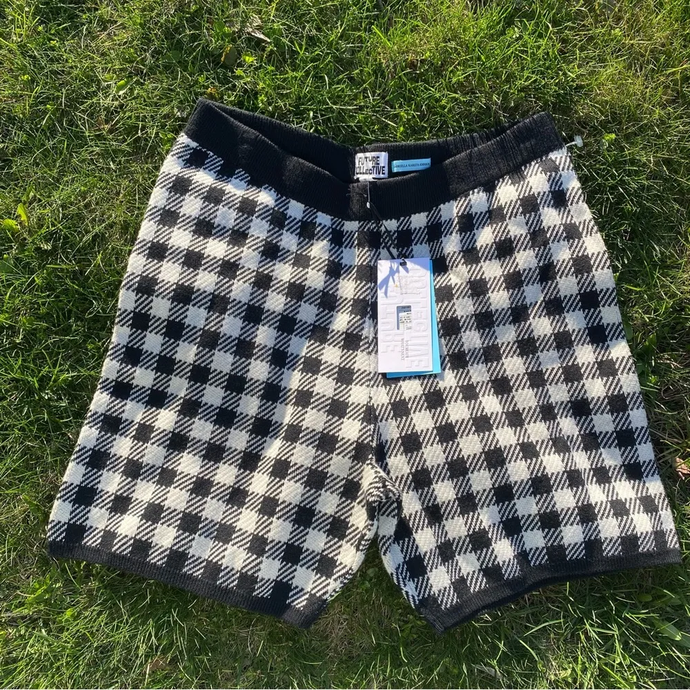 Future Collective Gingham Check Knit Biker Shorts Size M - Image 3