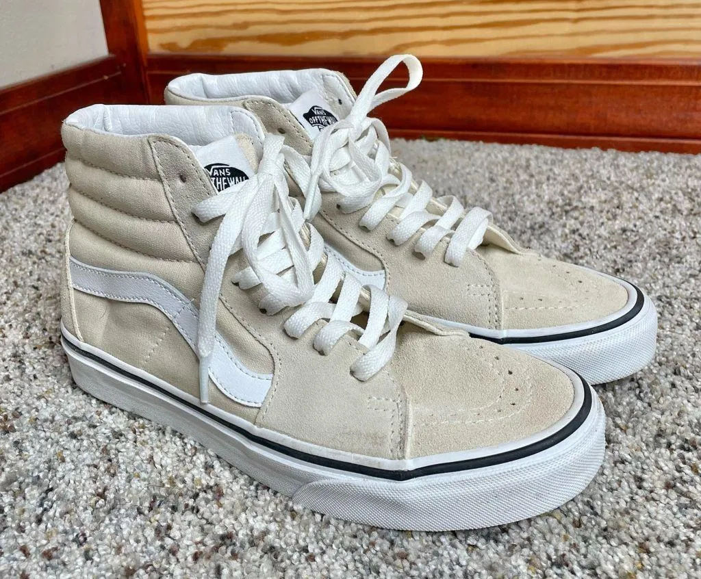 Vans Unisex SK8-HI High Top Tennis Shoes Sneakers Men’s 5.5 Women’s 7 Beige - Image 2