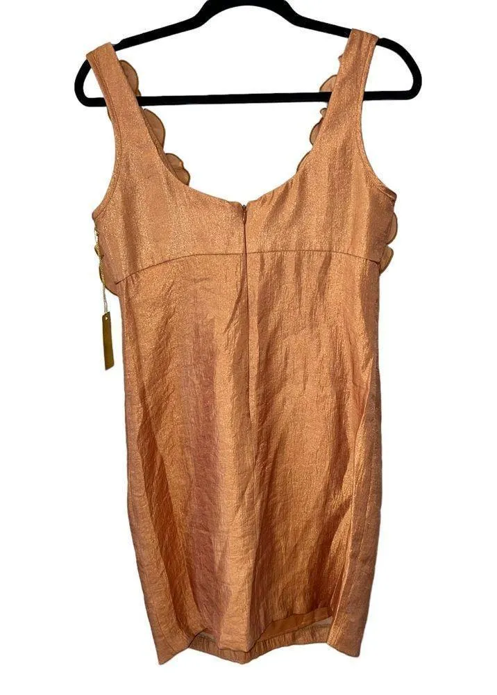 NEW Alexia Admor Y2K Bronze Shimmer Ruffle Mini Dress NWT Size Small - Image 5