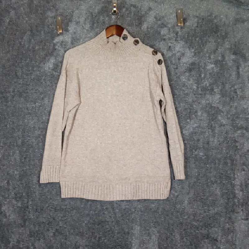 Anthropologie Margarita Tunic Sweater Oatmeal Long Sleeve Quiet Luxury Sz XS - Image 4