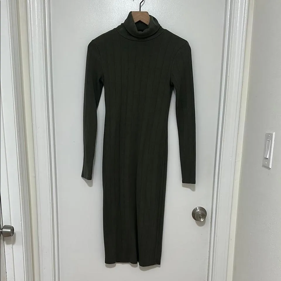 WILD FABLE | Olive Green Long Sleeve Ribbed Fall Winter Christmas Knit Dress, S - Image 2
