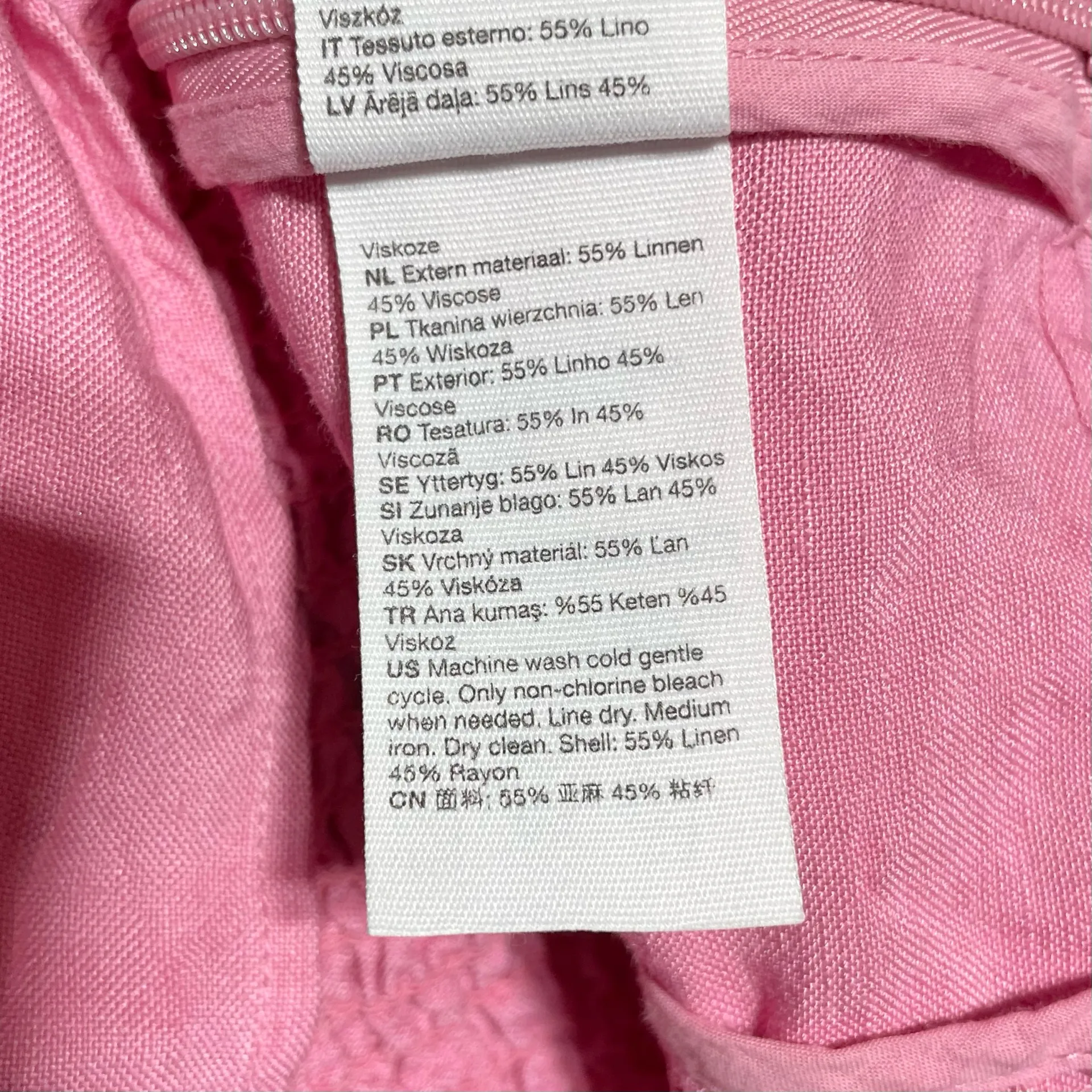 & Other Stories Linen Blend Puff Sleeve Square Neck Cropped Top Pink Size 2 - Image 19