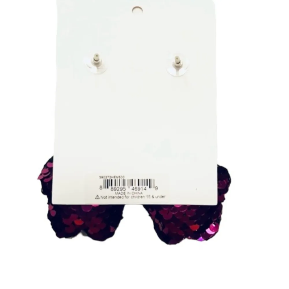 💜🦋LUV BETSEY Purple Sequin Puffy Butterfly Drop Earrings (Betsey Johnson) - Image 3