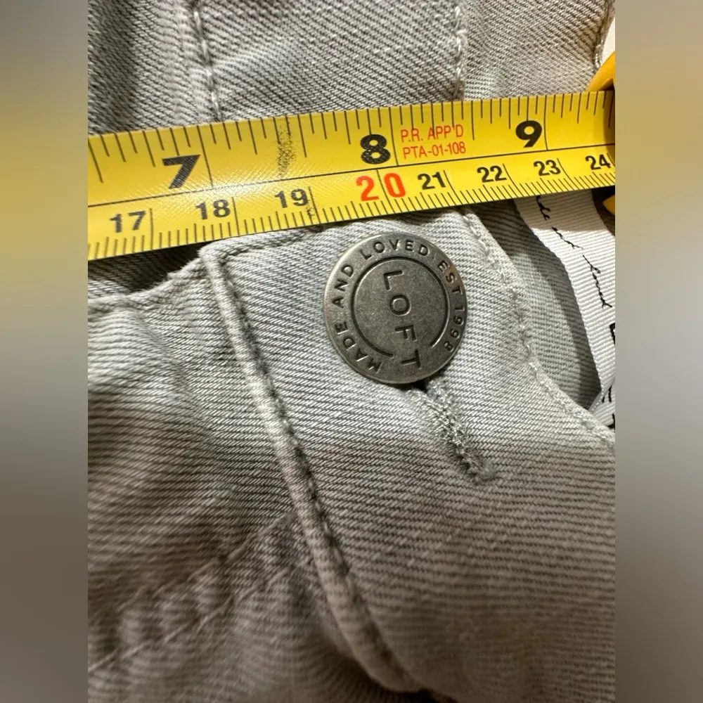 Loft Pants Womens 28 6 Jeans Modern Skinny Crop Light Gray Straight Leg Raw Hem - Image 9
