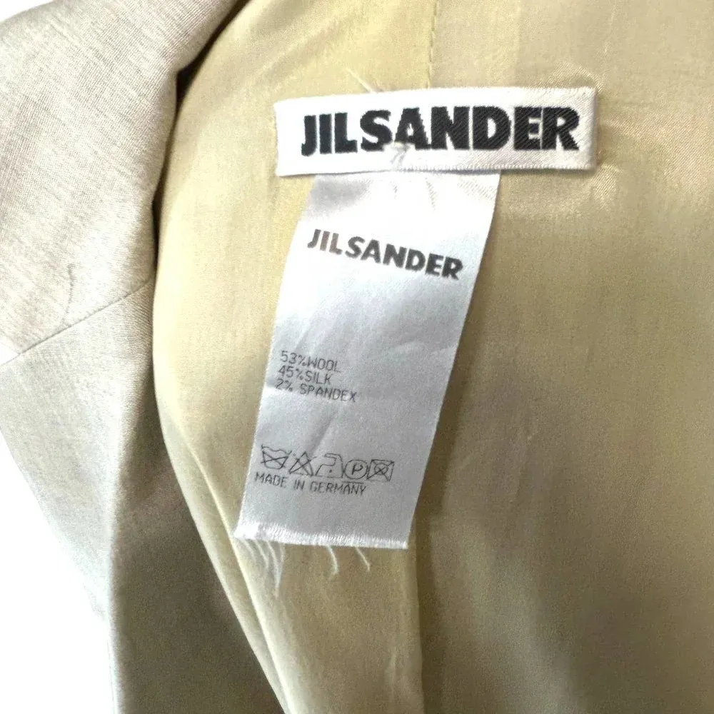 Jil Sander Cream Greige Wool‎ Blend Two-Button Suiting Blazer Size 34 / US 2 - Image 6