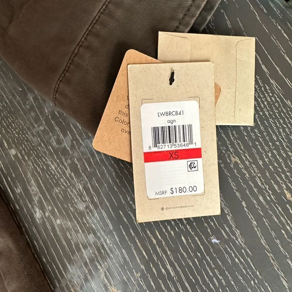 Levi's Women's XS Green Military Jacket Embroidered Gold Stud Accents Cotton - Image 9