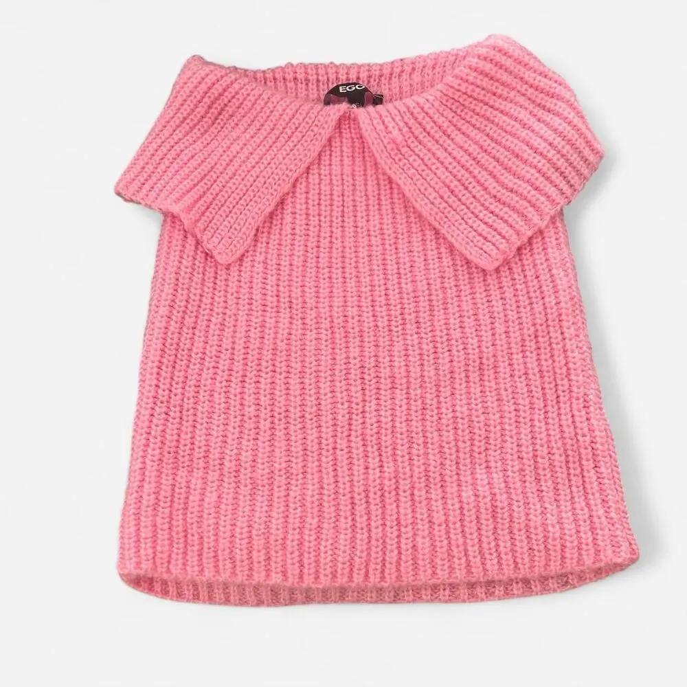 Ego Hot Pink Strapless Chunky Knit Top – Y2K Indie Cottagecore Small - Image 3