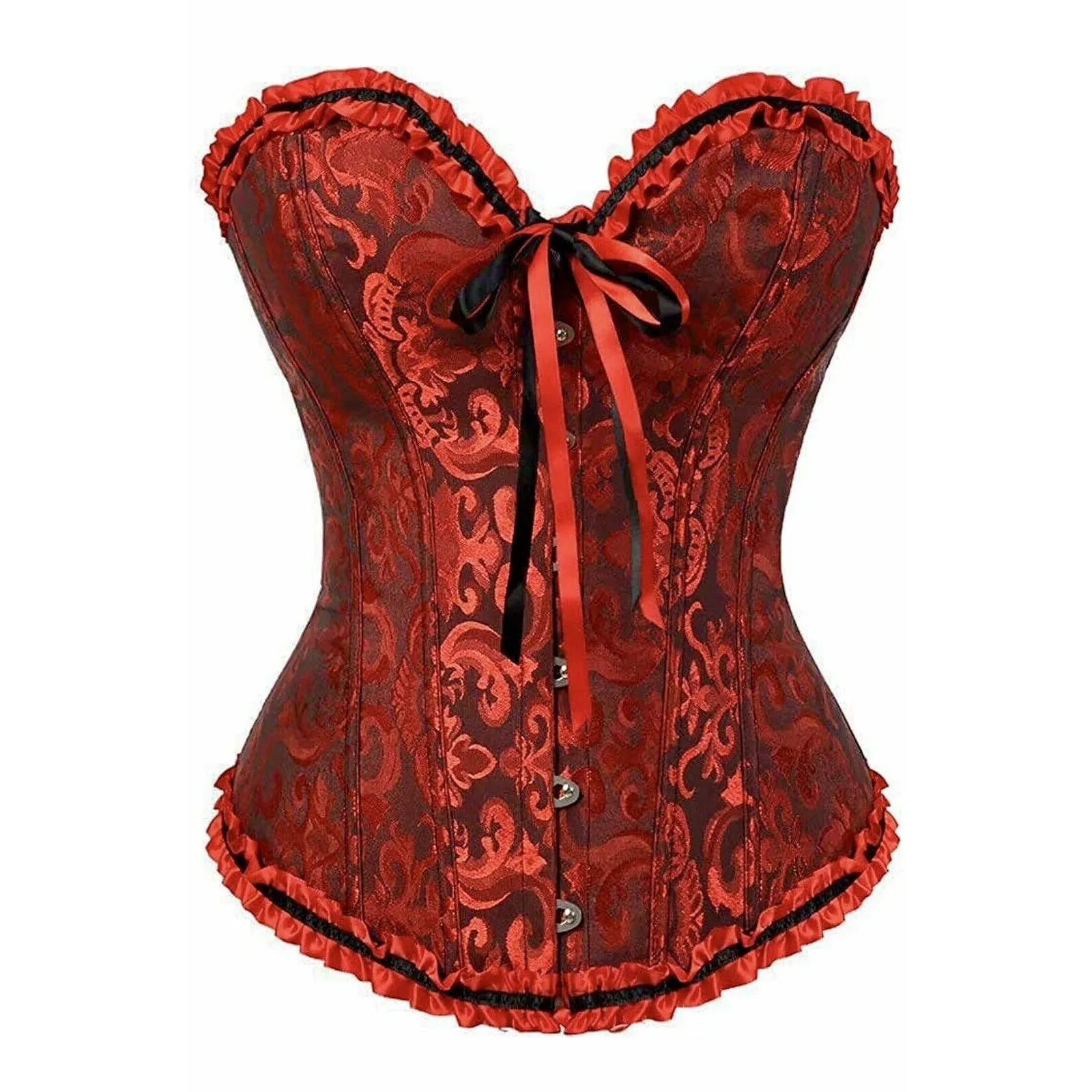 Women‎ Bustier Burlesque Boned Corset Top Waist Basque Lingerie Shaper L Red Size L - Image 8