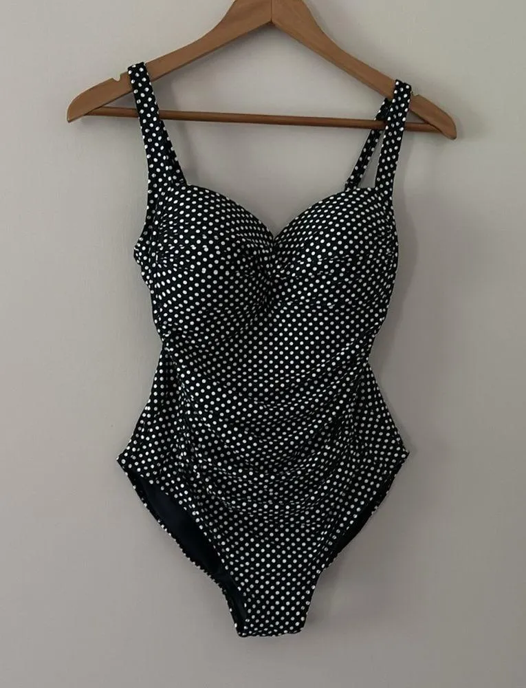 Niptuck Multi Fit Cup One Piece Swimsuit Black White Polka Dot Size 8 - Image 15