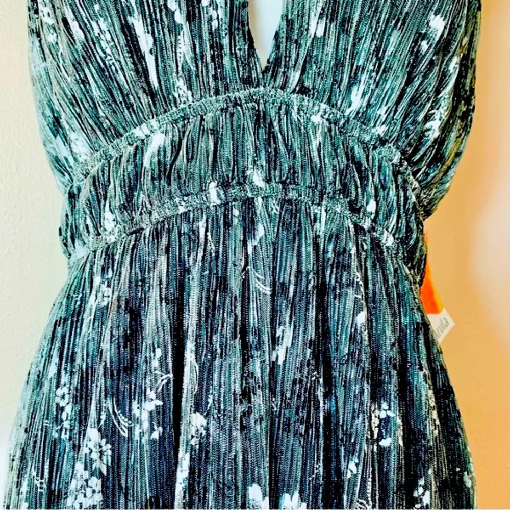 Arula Black & Silver Shimmer Shine Floral Sleeveless Maxi Dress Size XL - Image 4