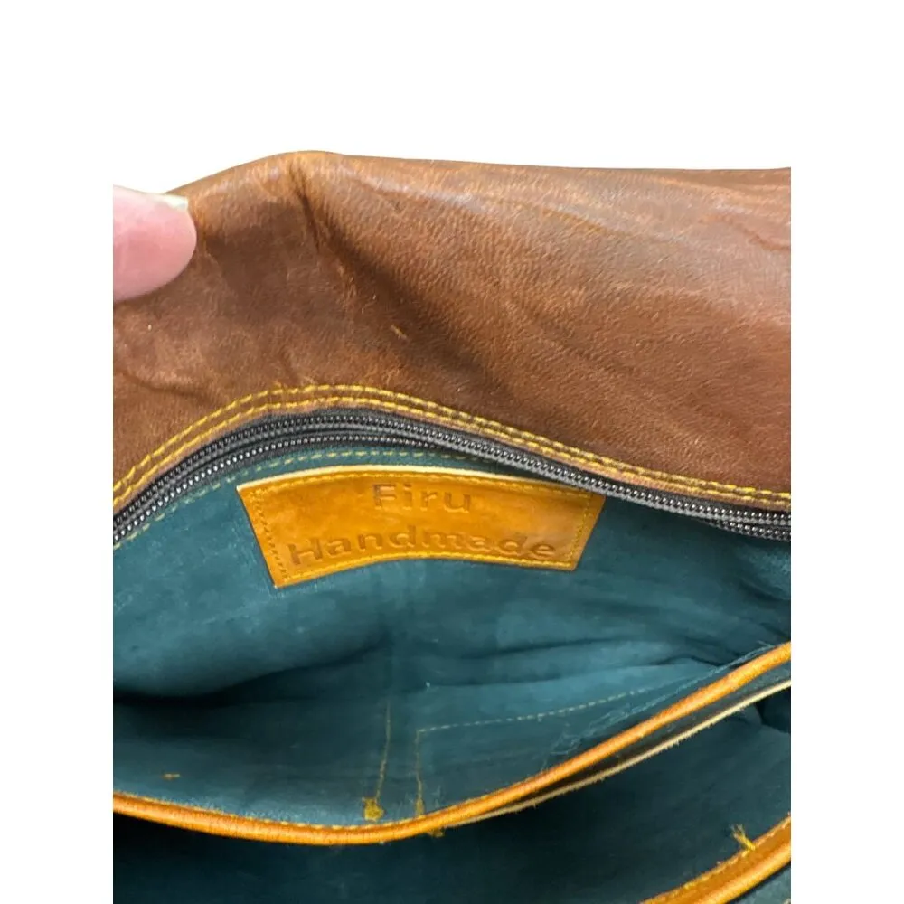 Firu womens Vintage Leather Handmade crossbody Purse 9x10 SKU 7164 Brown - Image 13