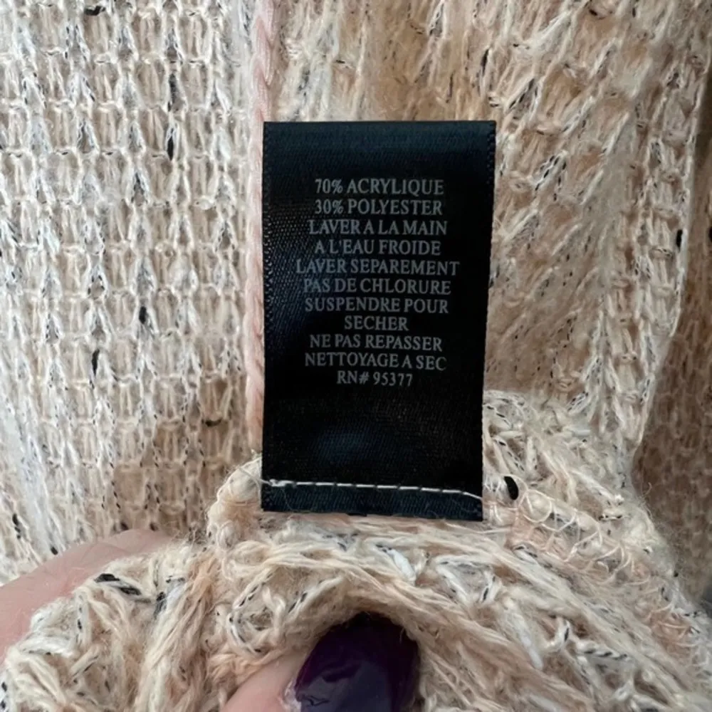 Sanctuary light pale pink knit sweater tassels sheer crochet boho sweater top - Image 6