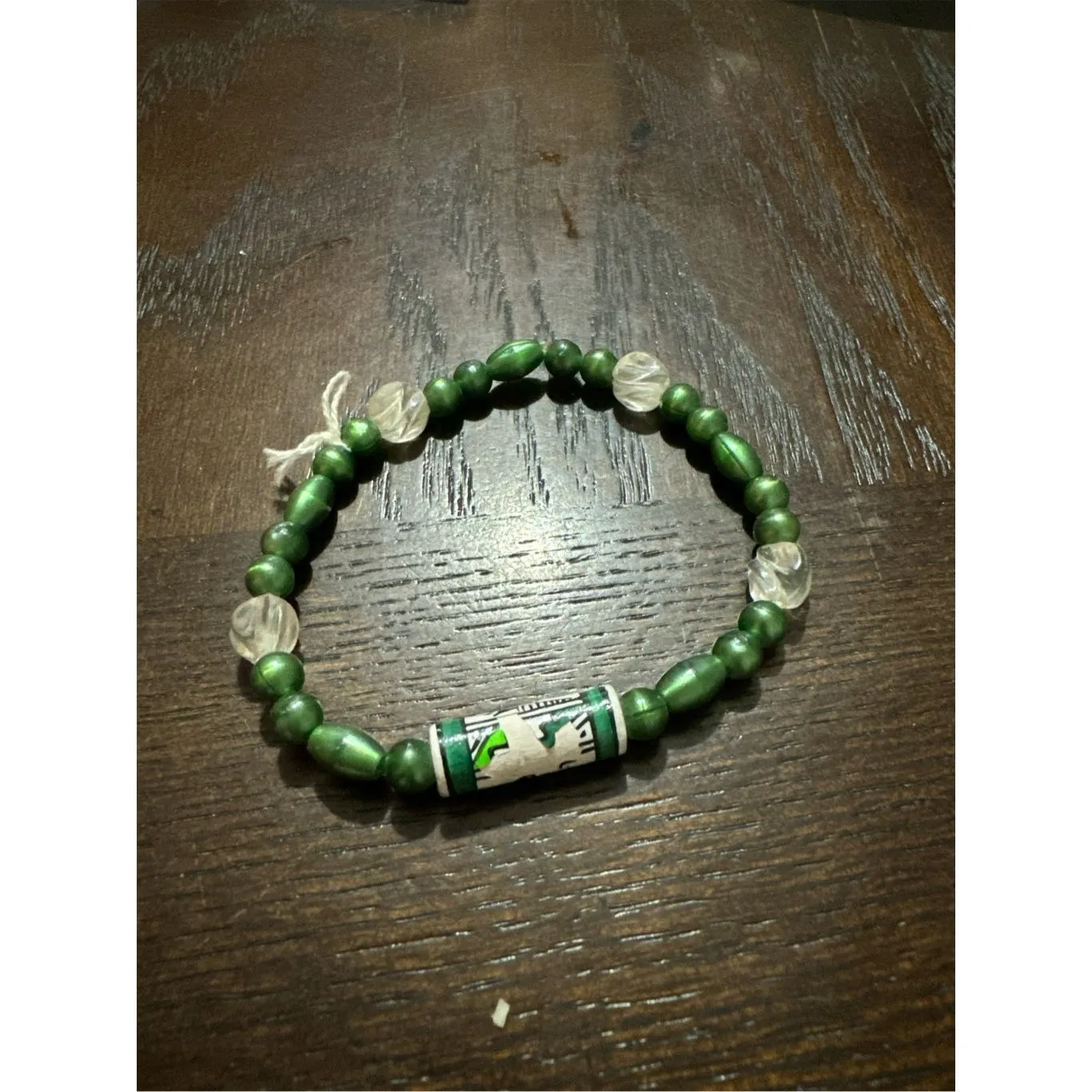 Women's Green Beaded Handmade Native American‎ Art Bracelet Boho Western Navajo - Image 3