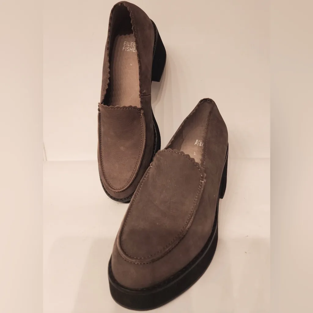 Eileen Fisher Harria Slip On Heeled Loafer Women’s Grey Size 7 - Image 2