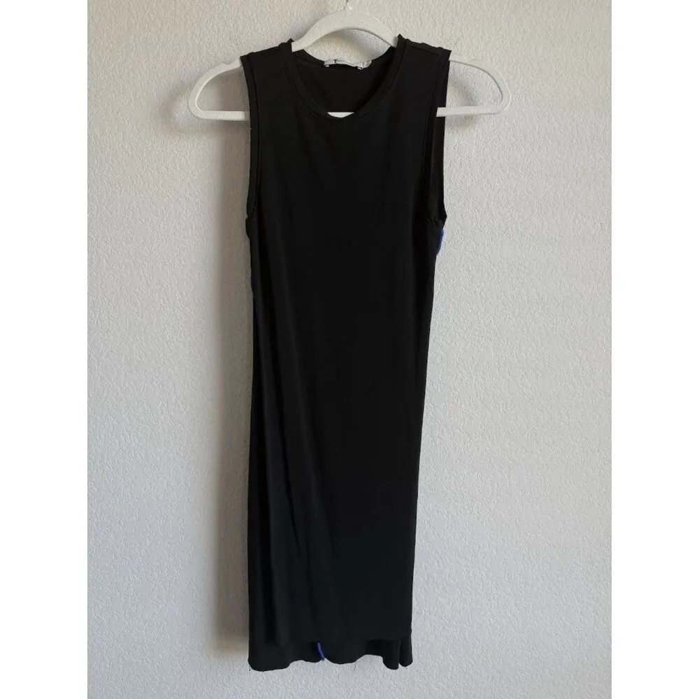 Alexander Wang Women’s Black Blue Sleeveless Body-Con Jersey Dress Size Small - Image 7