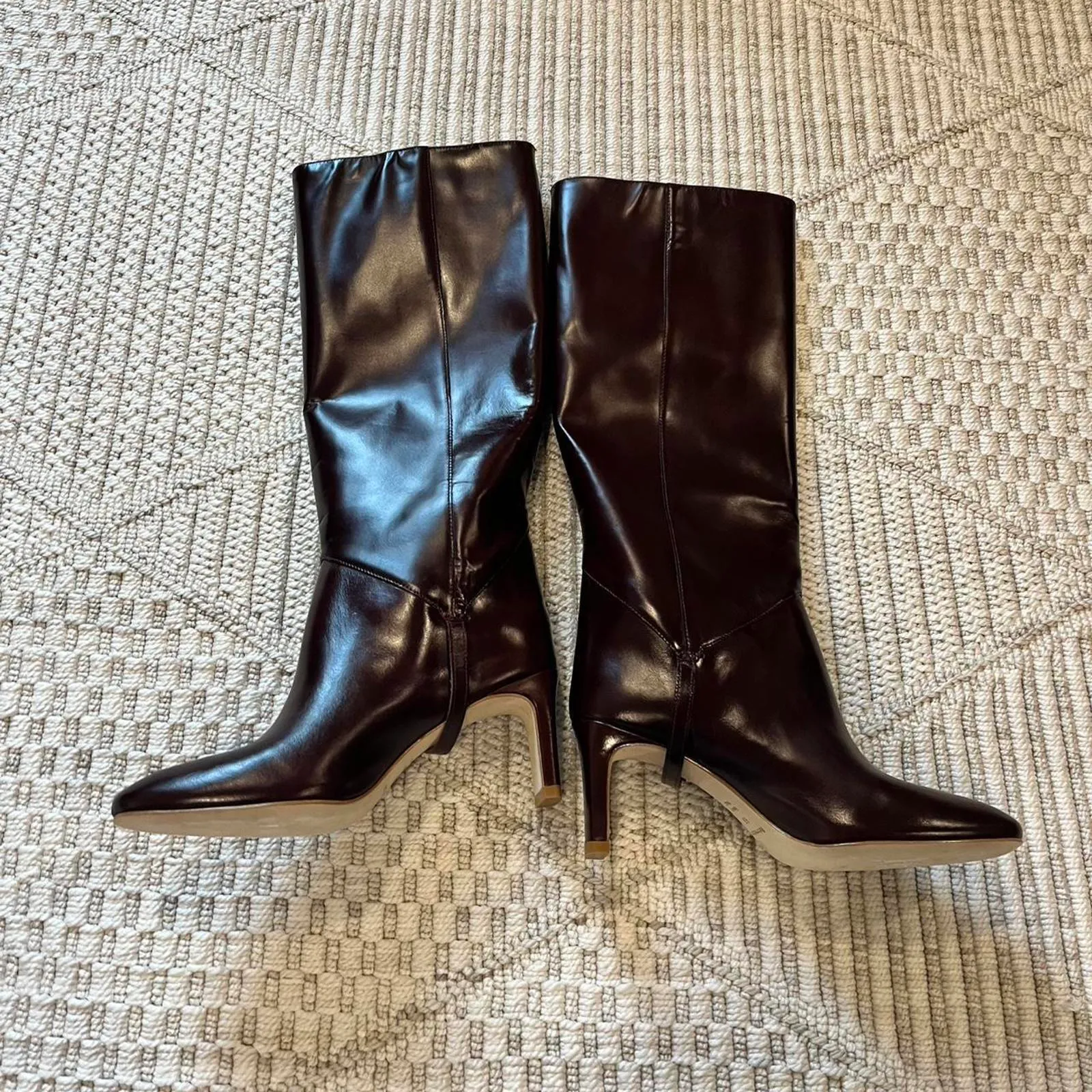 Reformation Gaelle 75MM Leather Knee-High Boots in Ruby - Image 7