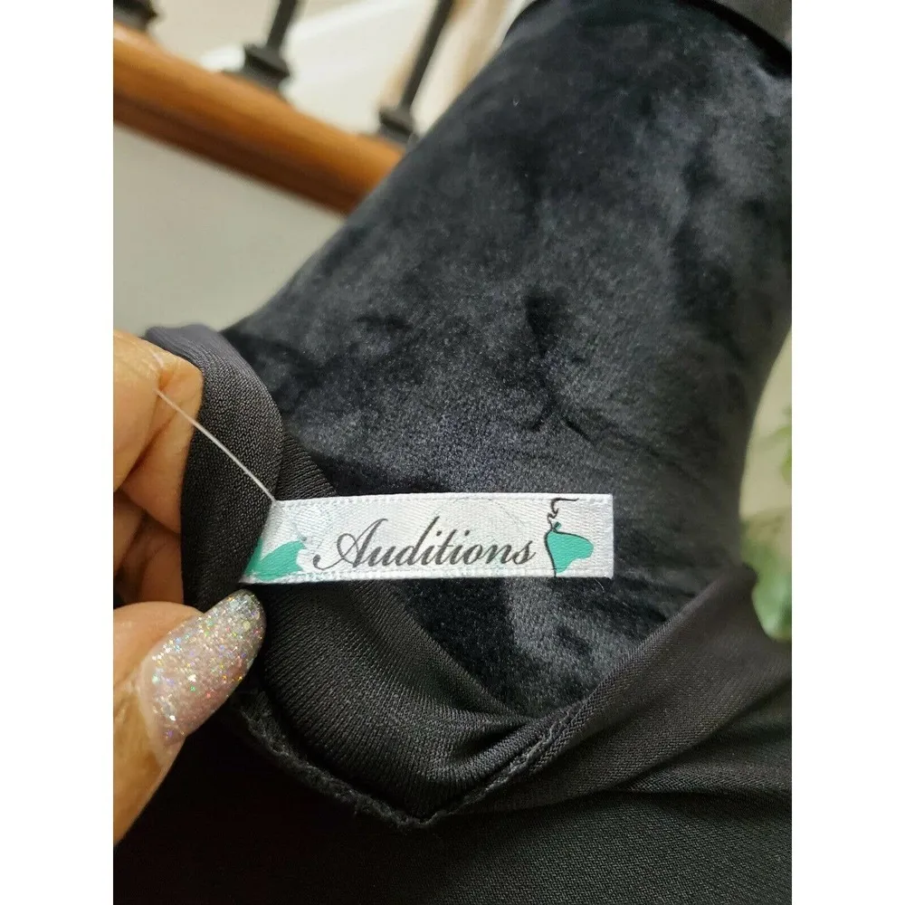 Auditions  Womens Solid Black Polyester Long Sleeve Knee Length Dress Size Medium - Image 8