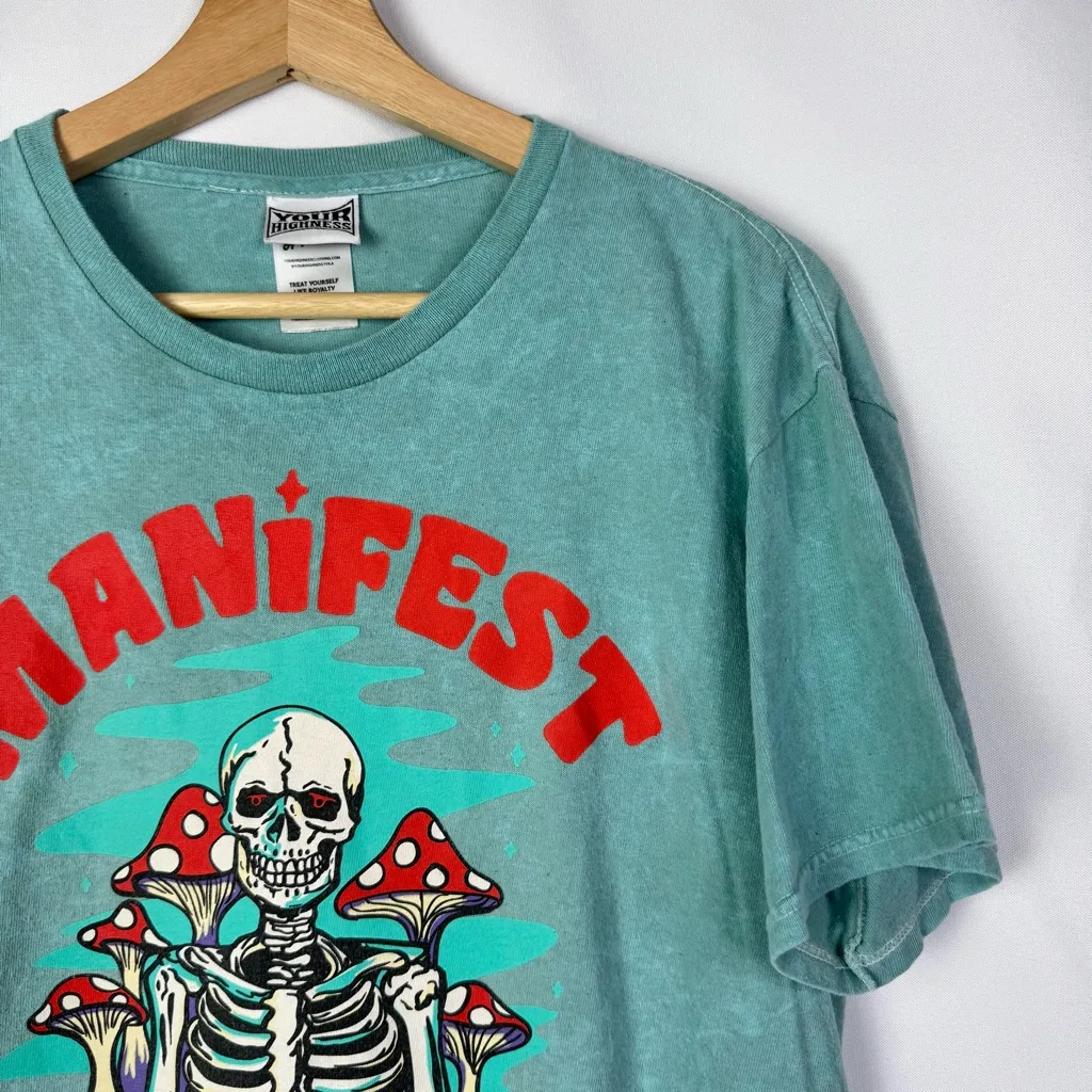 Zumiez Your Highness Manifest Blue Washed Skeleton Short Sleeve T-Shirt M - Image 3
