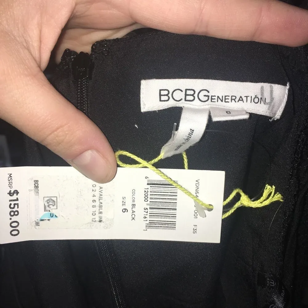 BCBGGeneration Lace tulle black minimalist mini dress - Image 3