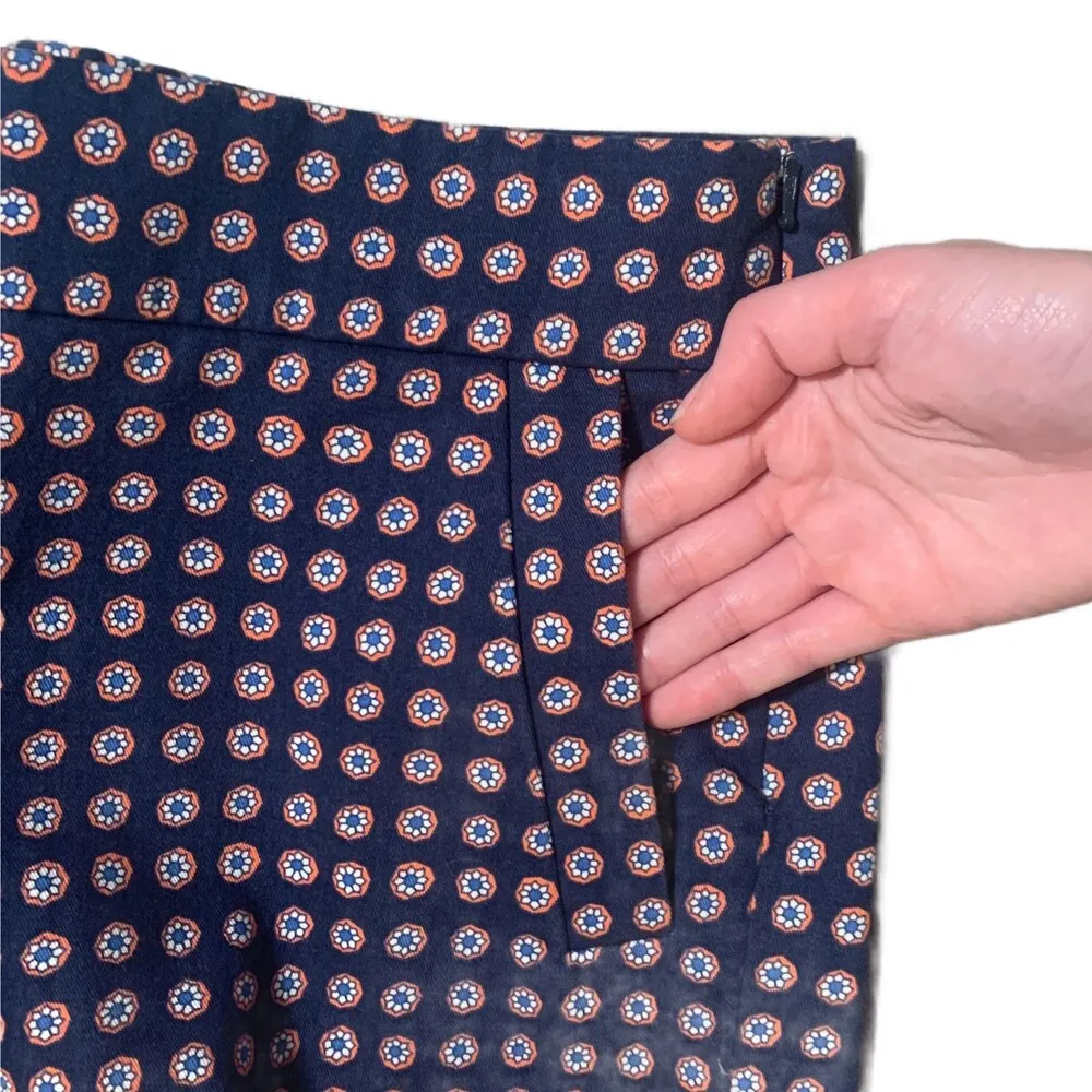 J Crew | City Fit Chino Paisley Navy Shorts 100% Cotton Hidden Zipper Size 4 - Image 3