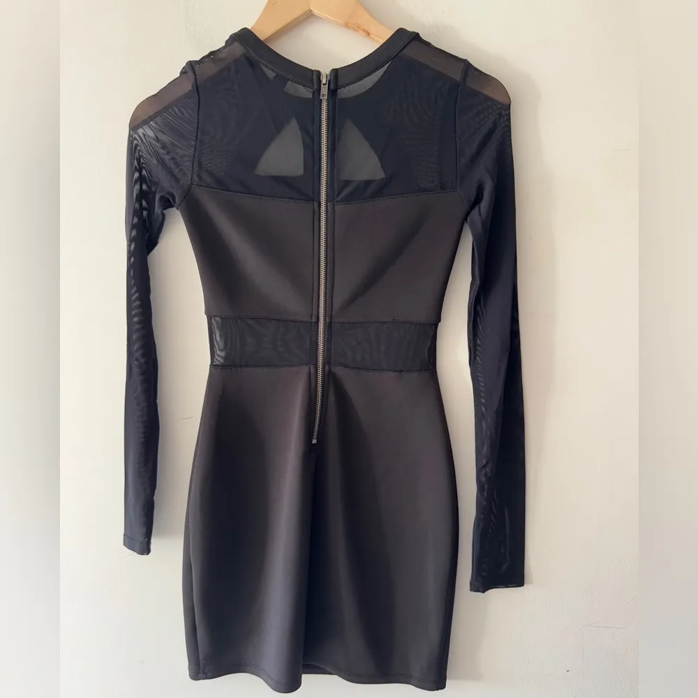 Material Girl Black Mesh Sheer Dress with Neck Cut Outs - Image 6