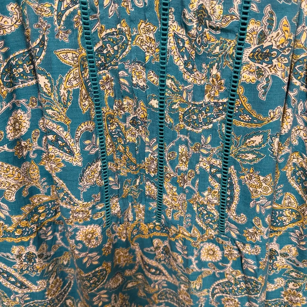 J. Jill Tiered Maxi Dress Light Oceanside Lovely Paisley Floral Teal Dress Large Green - Image 8