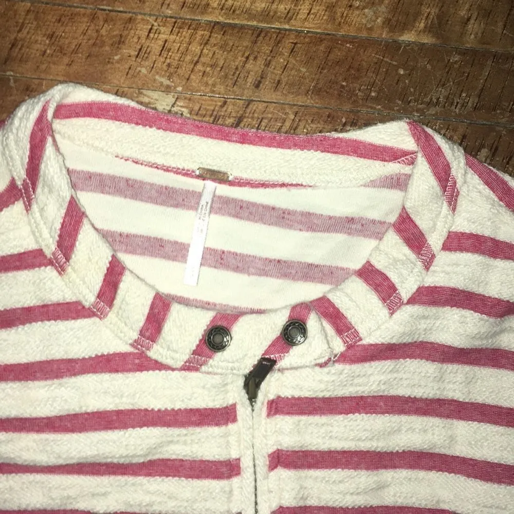 Free People military red stripe peplum ruffle boho  jacket - Image 2